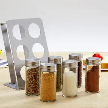 

6pcs Stainless Steel Dustproof Seasoning Can Dustproof Seasoning Bottle Jar Set for Kitchen