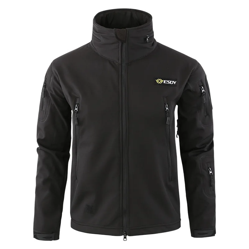 Black S-3XL, мужское теплое зимнее тактическое термопальто, ветрозащитное, с длинным рукавом, армейское, зимнее, для улицы, спортивное, камуфляжное, для рыбалки, пешего туризма, Джерси - Цвет: Black