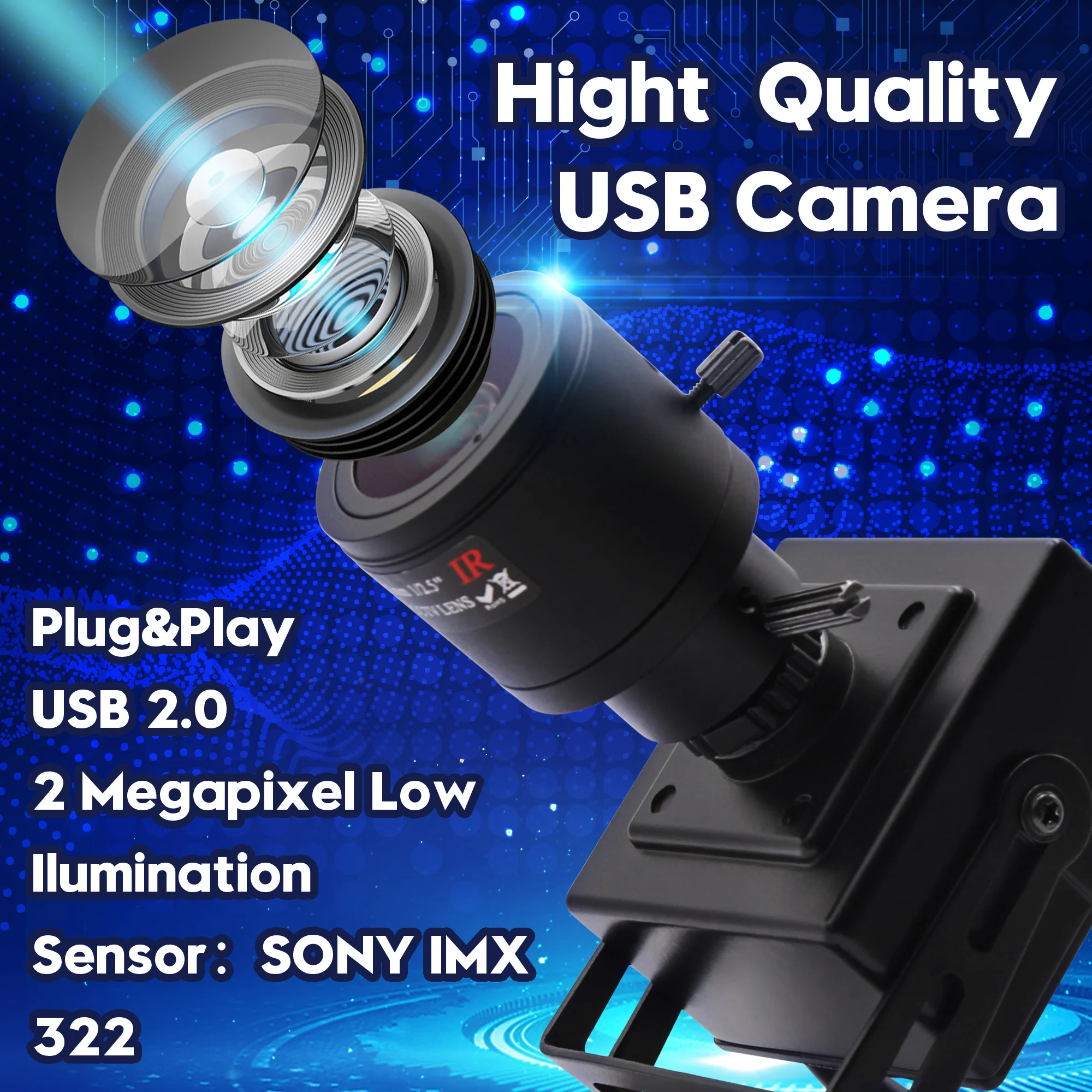 USB камера наблюдения 2 мегапикселя 1080P 8 12 мм варифокальный Низкое освещение CCTV Sony