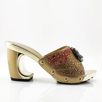 

Italian Nigerian Party Shoes Without Bag Set Gold color Fashion Slipper Wedding African Shoes Not Matching Bag Set Women Shoes