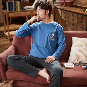 

cartoon cute home service suit spring and autumn couple wea Fashion couple suit pajamas men and women wear long-sleeved trousers