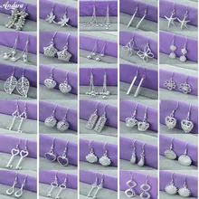 Горячая Распродажа, 925 пробы, серебряные, простые, модные, стрекоза/звезда/Сердце/корона, висячие серьги, ювелирные изделия, женские серьги для свадебной вечеринки