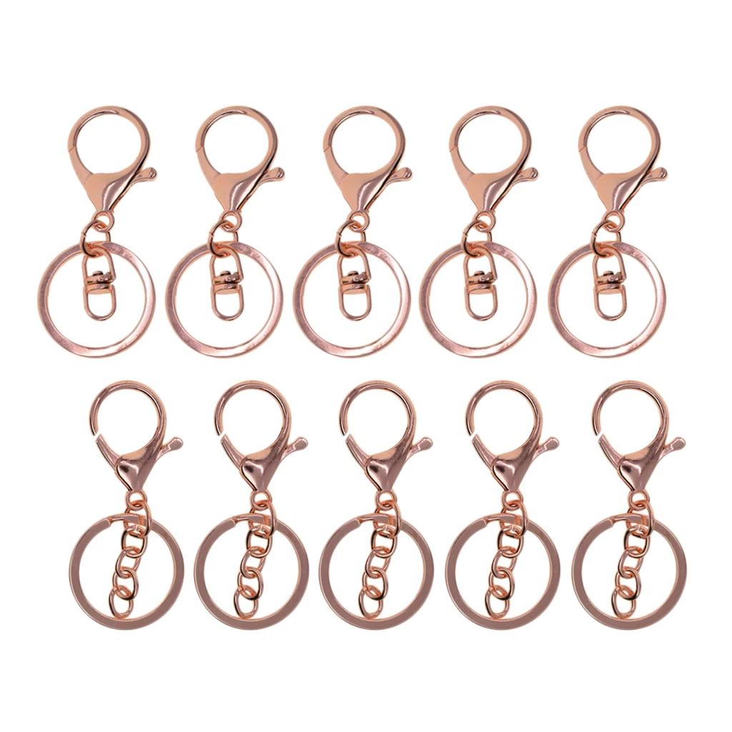 Pack of 10 O-ring Swivel Trigger Clips Hooks Metal Keychain Key Ring Lobster Clasps, Perfect Size For Crafts