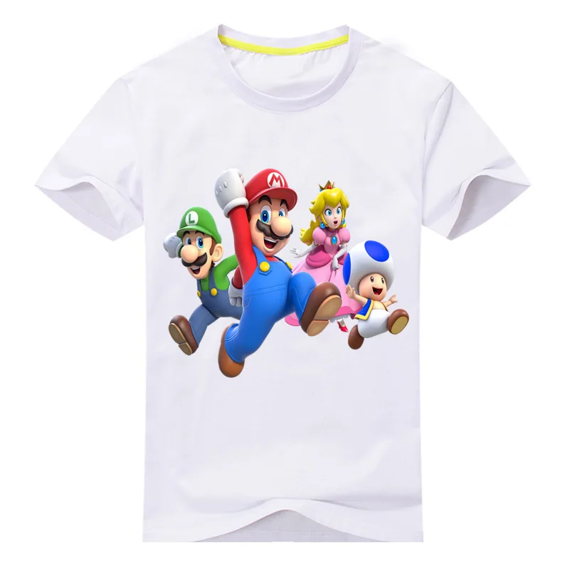 Футболки для мальчиков и девочек с изображением супер Марио, Луиджи, гриб, персик, топы для детей, футболка с короткими рукавами, одежда, Детская футболка, футболка для малышей - Цвет: G