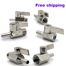 Мини шаровой кран из нержавеющей стали Ручка 1/8 1/4 3/8 1/2 до 7 мм 10 мм 8 мм 12 мм Труба Адаптер для пагоды Женский Мужской 304 2 ходовой шаровой кран