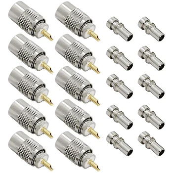 

10-Pack UHF PL 259 Male Solder Coax Plug with Reducer PL259