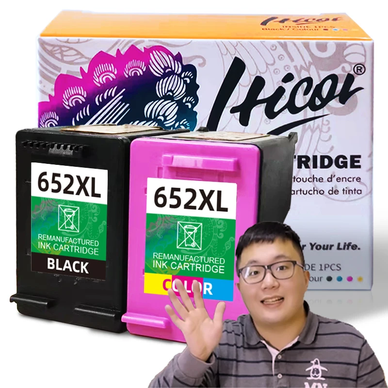 Hicor Remanufactured Ink Cartridges 652 for HP 652XL Combo DeskJet 1115 2135 3635 3755 3835 3836 4535 4675