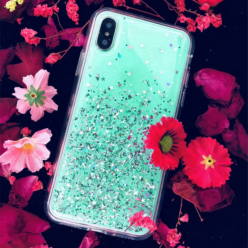 Блестящий блестящий чехол с блестками для iphone 11 8 7 6 S Plus эпоксидной звездой Pro MAX X XR