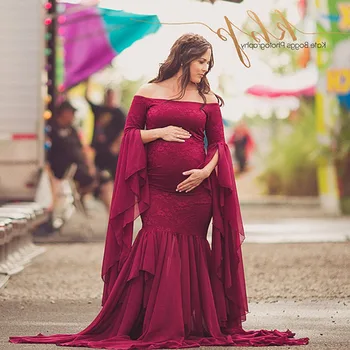 

Chiffon Maternity Photography Props Clothes Maternity Dresses For Photo Shoot Long Pregnancy Dress Photography Lace Maxi Vestido