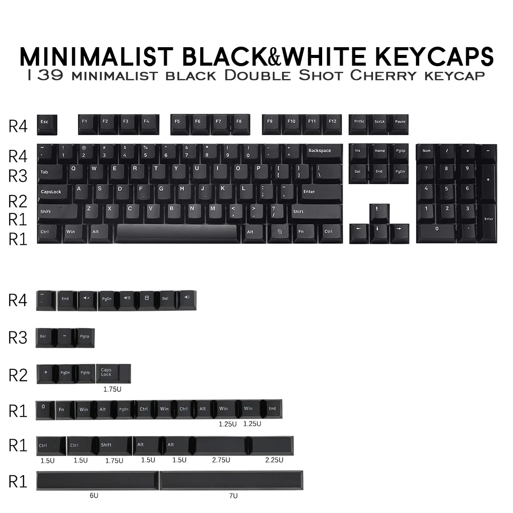 Doubleshot PBT 104-Key Cherry MX Keycap Set - Black/Slate - WASD Keyboards