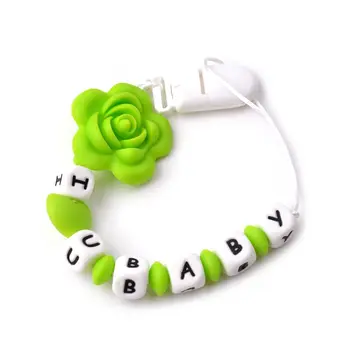 

1PC Baby Pacifier Rose Flower Letter Silicone Chain Newborn Nipple Clip Teether Anti-chain Anti-drop Chains