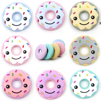 

DIY Baby Donut Silicone Teether Teething Chew Toy Infant Teether Beads Necklace Nursing Tool Pendant Food Grade Silicone Teether