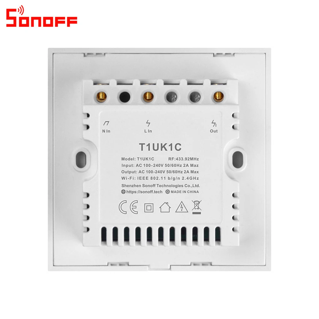 SONOFF T1UK1C-TX 1C WiFi Настенные переключатели с радиочастотным управлением, умный сенсорный панельный переключатель, стандарт Великобритании