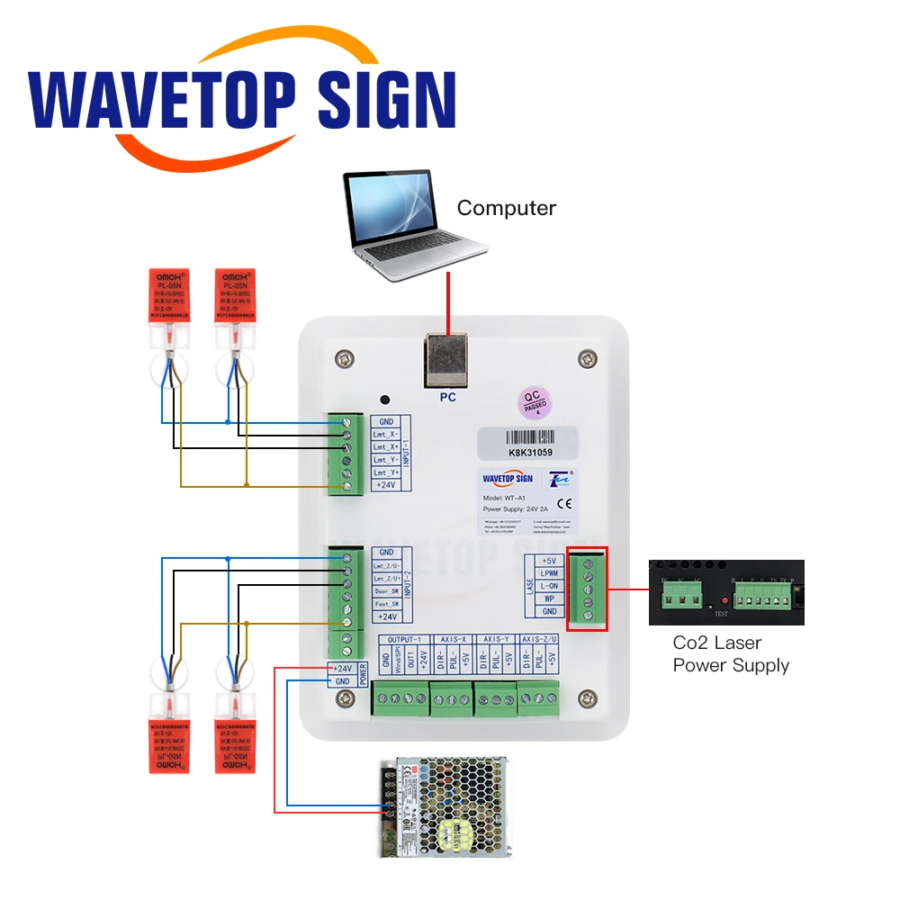 Система лазерного контроллера WaveTopSign Co2 для лазерного гравировального станка K40 Laser 3020 6040