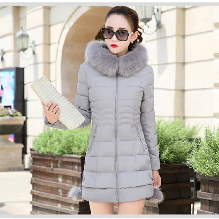 

Woman Cotton Dress Mid-length Korean-style 2019 New Style Fur Collar down Feather Cotton-padded Clothes Large Size Slim Fit Slim