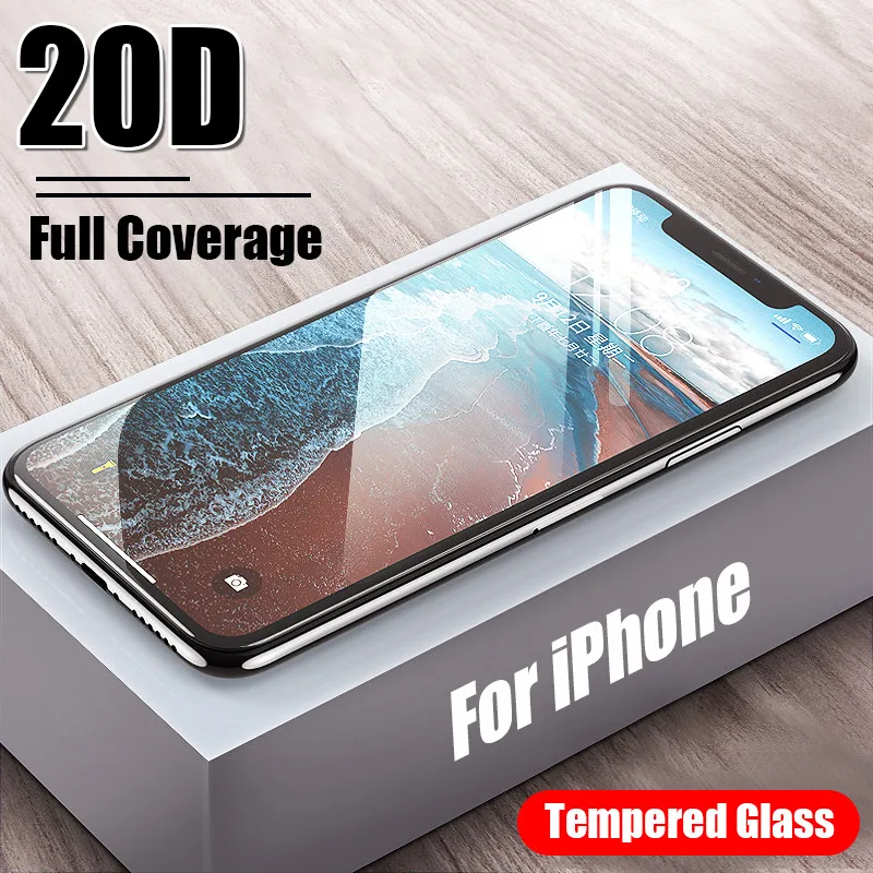 

20D Curved Edge Tempered Glass For iphone X XR XS Max Full Screen Protector Film For IPHONE 7 8 6 6s PLus Cover Protective Glass