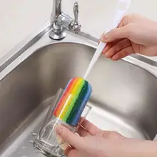 

Rainbow Color Cup Brush Kitchen Cleaning Sponge Brush For Wine Glass Bottle Coffee Tea Glass Cleaner Family Washing Brushes S9l6