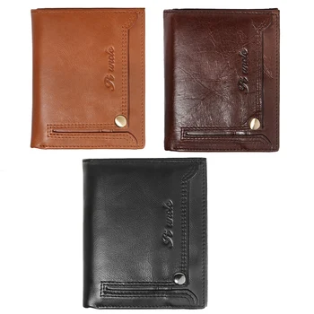 

PI UNCLE Leather Men's Short Wallet Anti-Theft Brush Multi-Card ID Coin Purse Wallet