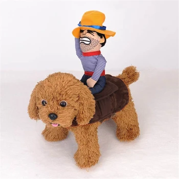 

Funny Pet Dog Riding Horse Rodeo Cowboy Costume Halloween Party Costume Clothes