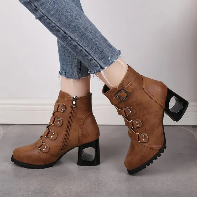 

2019 Autumn And Winter New Style Chunky-Heel High-Heel Martin Boots Waterproof Platform Large Size 40-43 Women's Ankle Boots