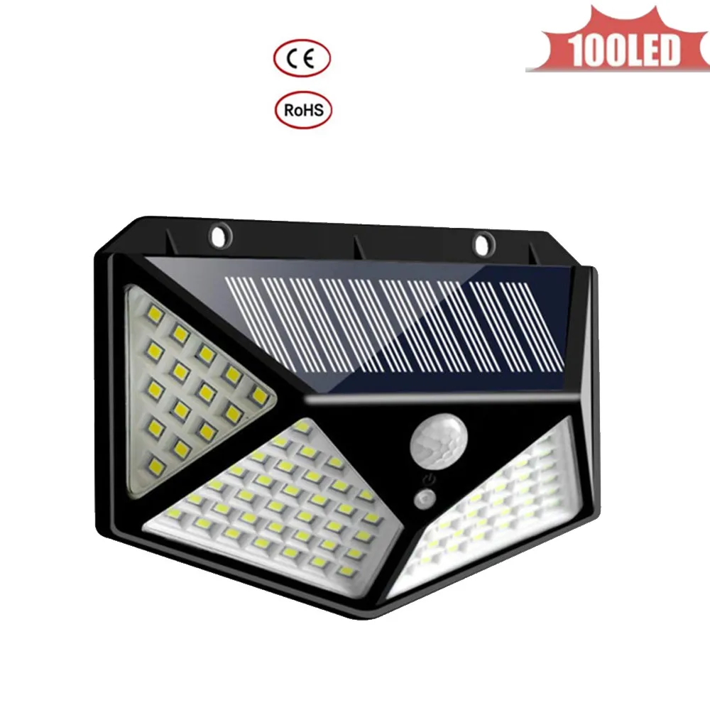

Outdoor Street Waterproof Wall Lights 100 LED Solar Power Street Light PIR Motion Sensor Light Garden Security Lamp 4 sided 270°