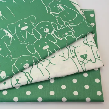 

100% cotton twill fabrics Printed Green Dog Fabric for DIY Sewing textile tecido tissue patchwork bedding quilting