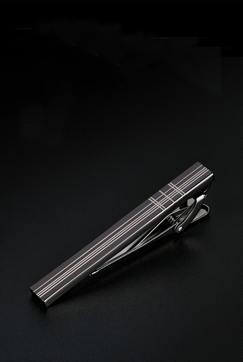 High Quality Black Grid 316l Stainless Steel Tie Clips For Cool Men