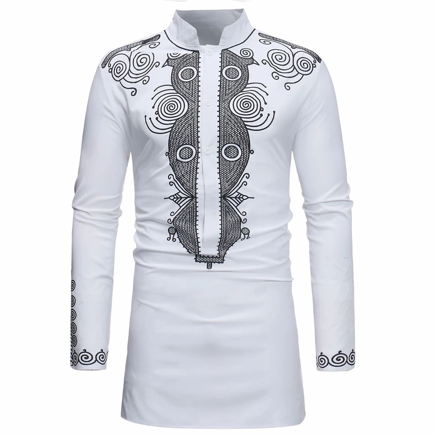 

2022 African Dresses for Men Dashiki Rich Bazin Print Long Sleeve Robes Shirt Traditional Africa Dress Maxi Fashion Clothes