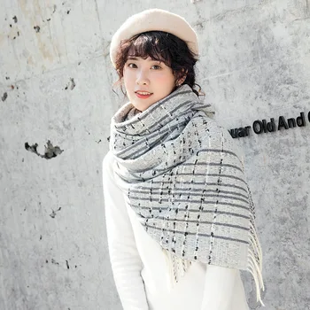 

Fall and Winter 2019 New Cashmere-like Scarf Color Checker Warm Lady Scarf,Korean Sweet Scarf Lady's Shawl scarf women