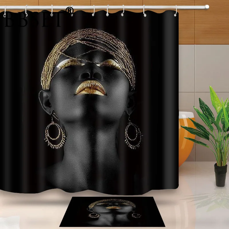 Shower Curtain African Girl African Bathroom Curtain Bathroom
