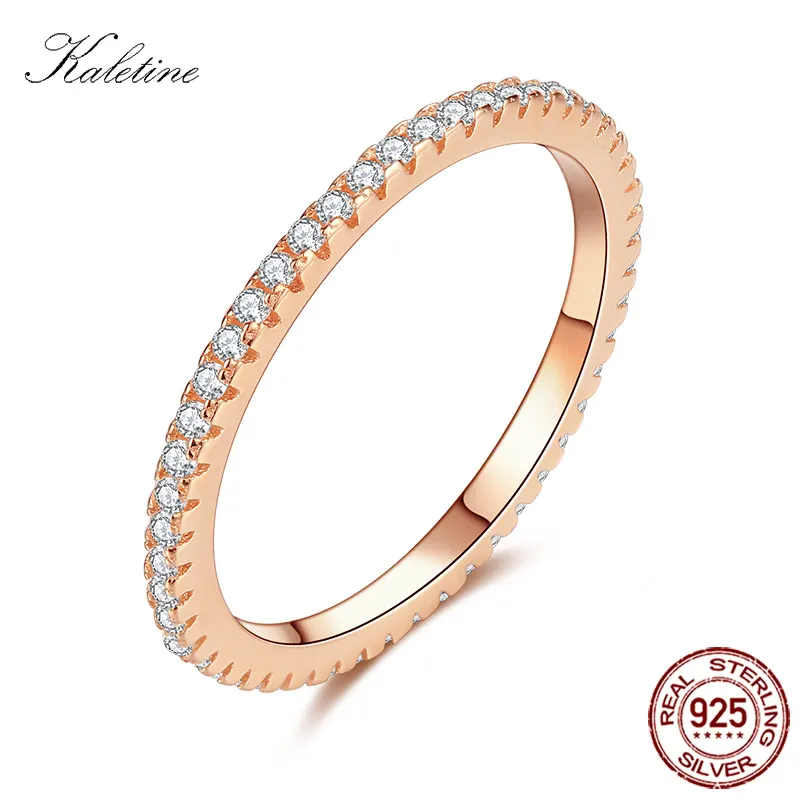Rose gold KALETINE в сдержанном стиле кольца для Для женщин 925 пробы серебро Элитный бренд с кубическим цирконием, розовом и черном цвете, Золотая свадебная АРКА со Болгария ювелирные изделия мужские кольца - Цвет основного камня: Rose gold