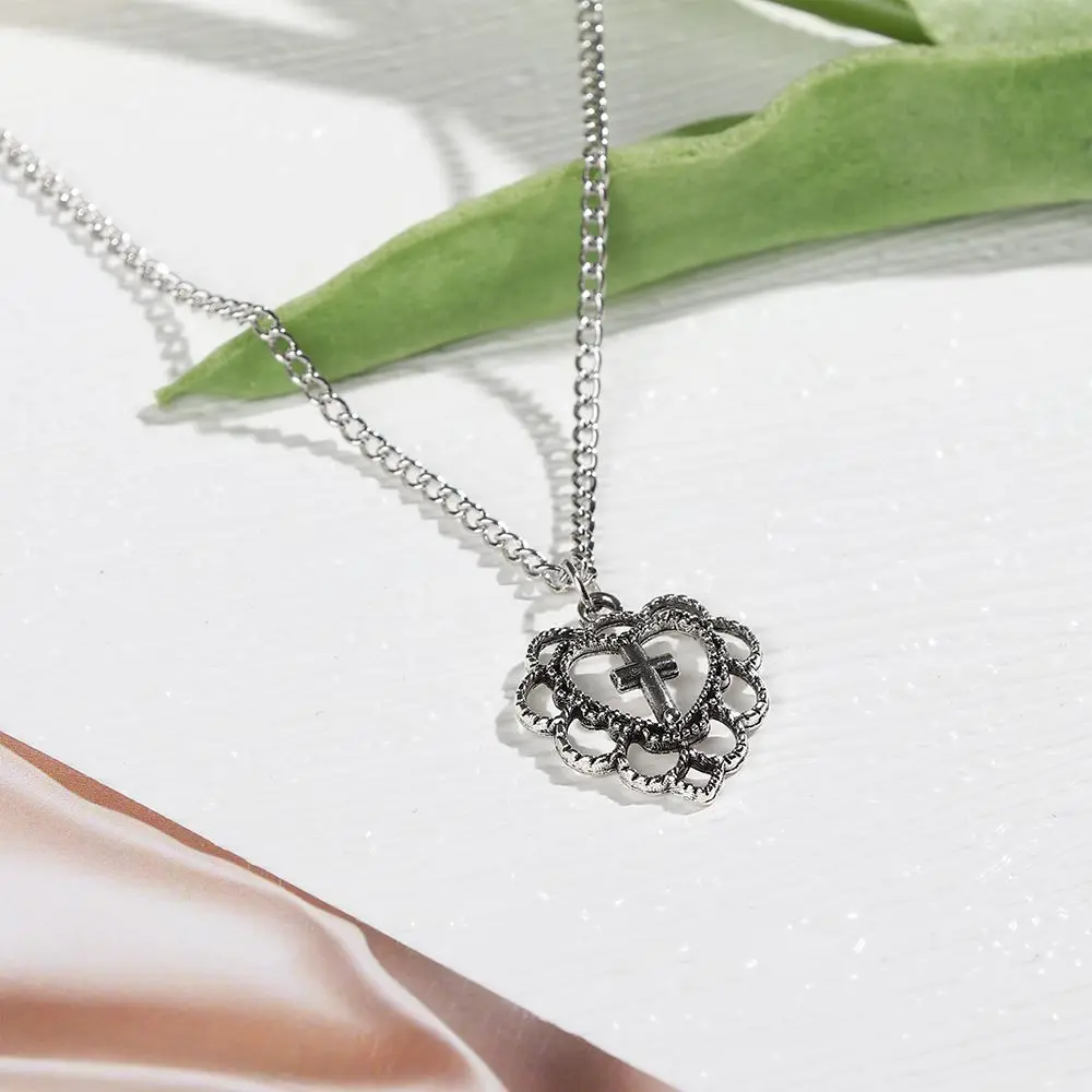 Silver Zinc Alloy Gothic Cross Necklace