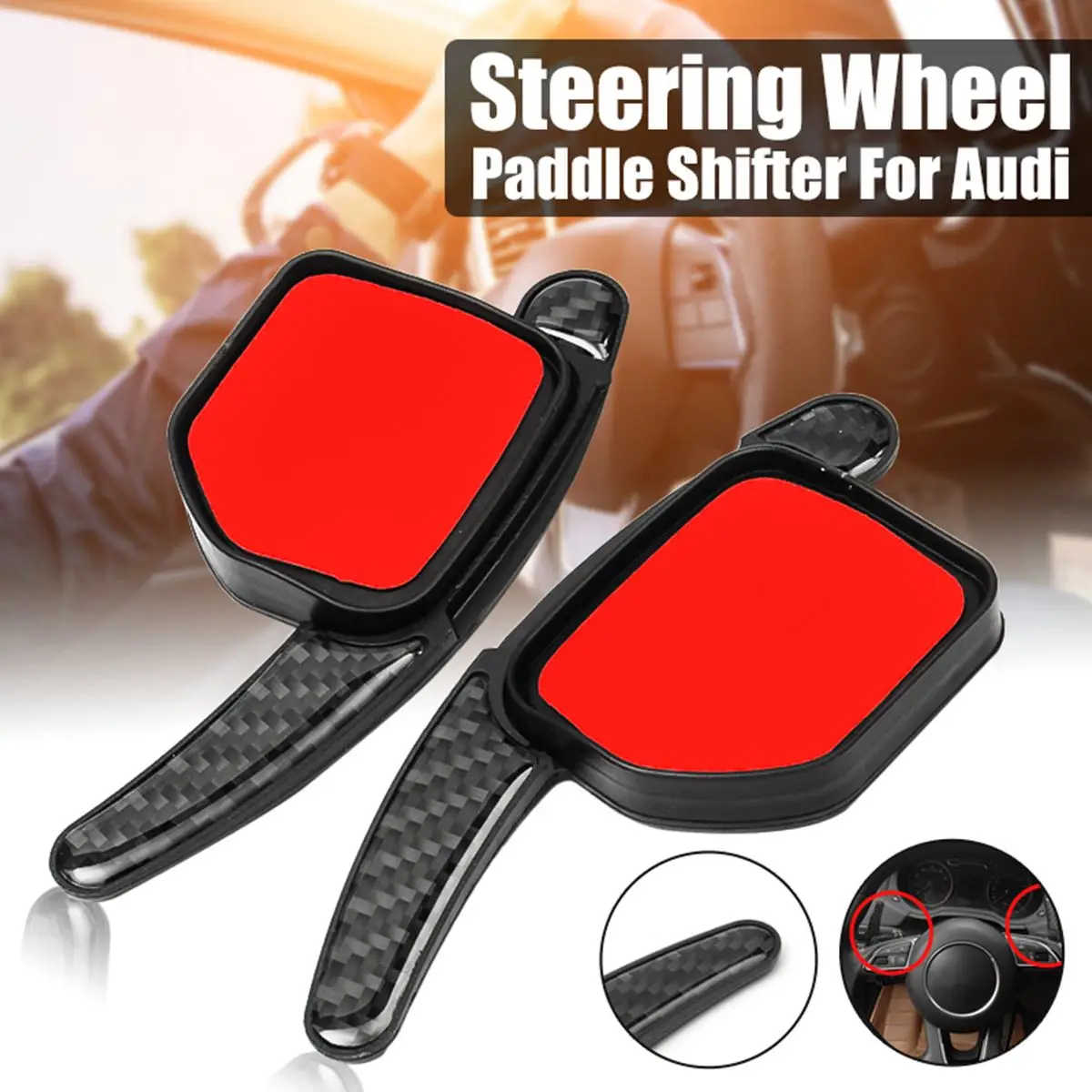

Carbon Fiber Look A Pair Car Steering Wheel Gear Paddle Shift Pad Extensions For Audi A1 A3 A4 A5 A6 Q7 TT For Skoda Mingli RS