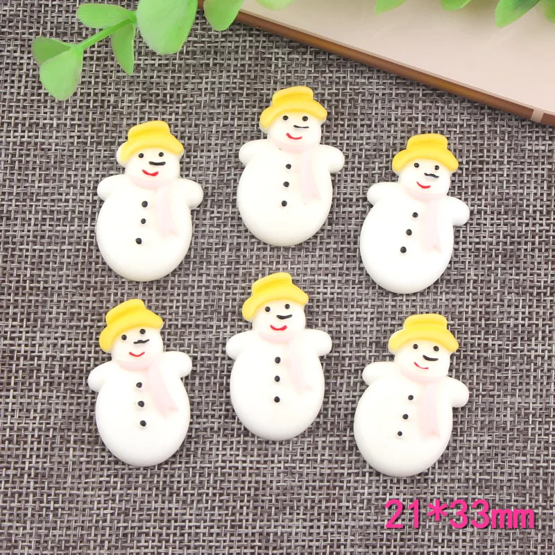 

10Pcs/lot Christmas Snowman Flatback Resin Cabochon Kawaii Decoration Craft Embellishments For Scrapbooking DIY Accessories