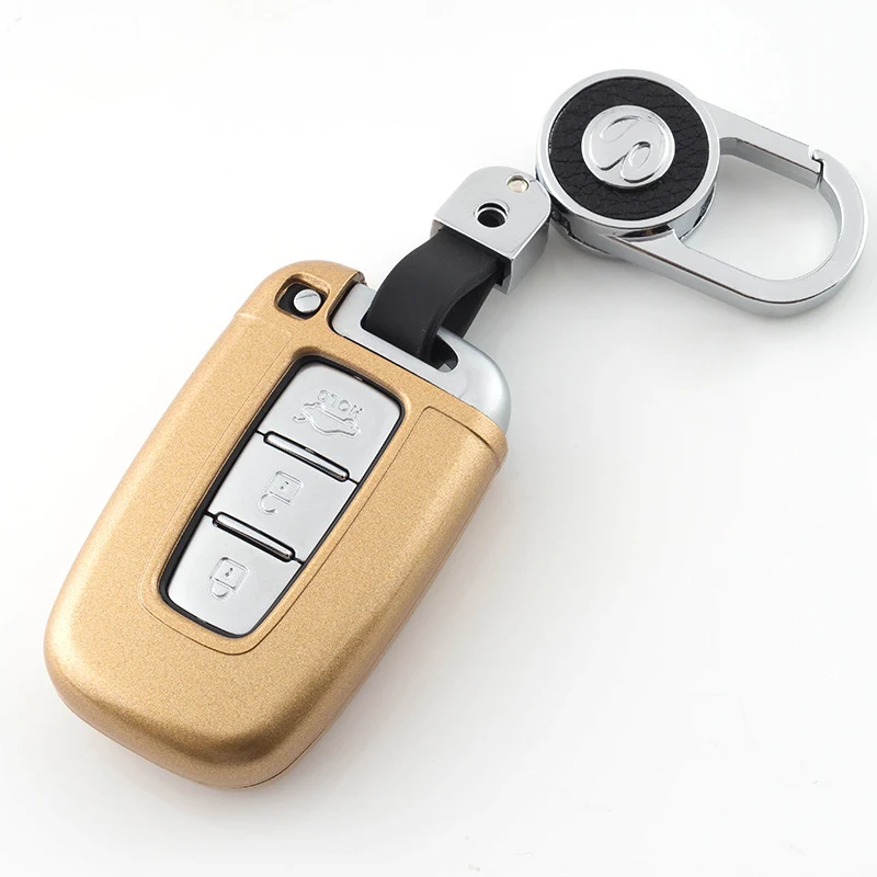 ABS окрашенный автомобильный чехол для ключей для hyundai Solaris HB20 Veloster SR IX35 Accent Elantra i30 ДЛЯ KIA RIO K2 K3 Sportage - Название цвета: F-gold keychain