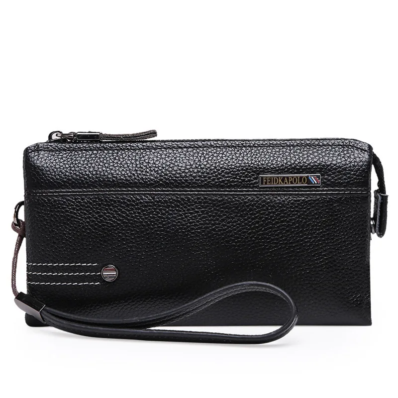 

2016 New Style MEN'S LONG Pattern Wallet Fashion Business Clutch Bag Genuine Leather Evening Bag First Layer Leather Phone Bag