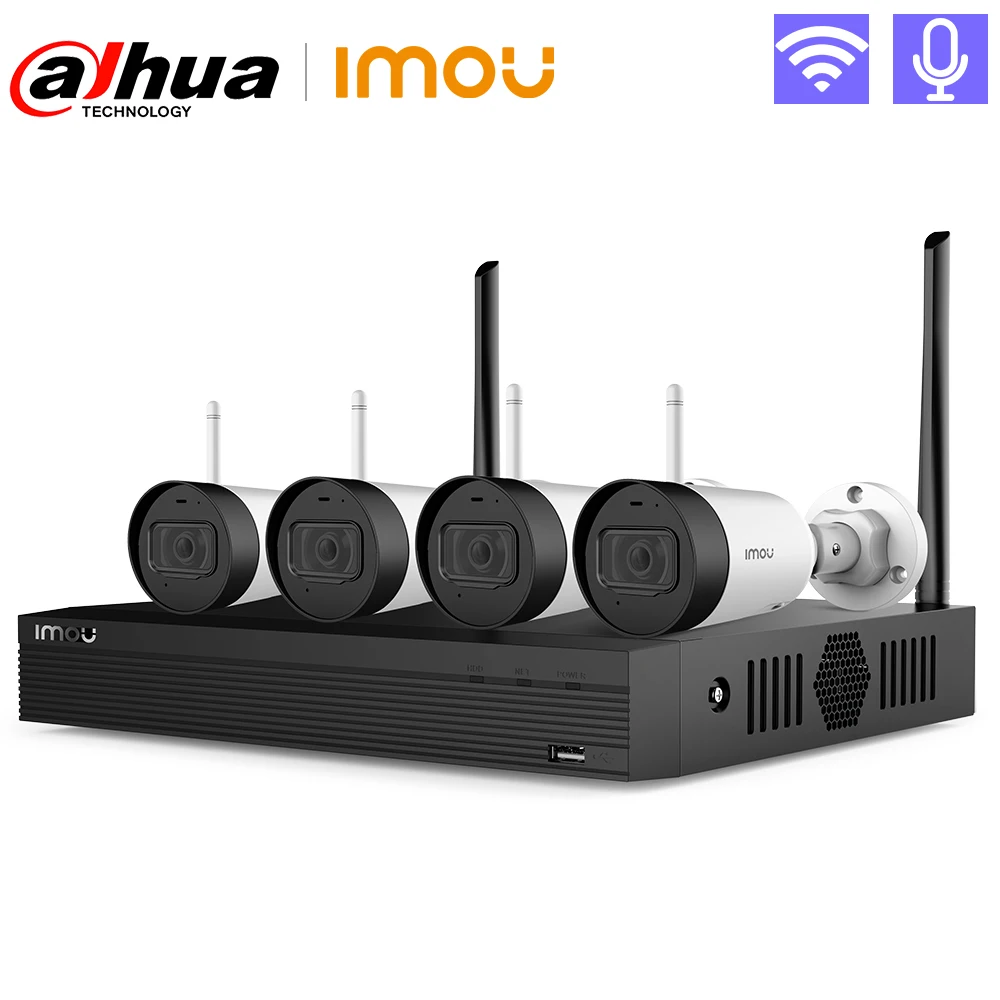 Dahua imou 4CH CCTV Camera System Audio Record IP67 Weatherproof Outdoor P2P Wifi IP Security Camera Set Video Surveillance Kit