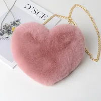 Heart Shaped Cute Plush Chain Crossbody Bags 5