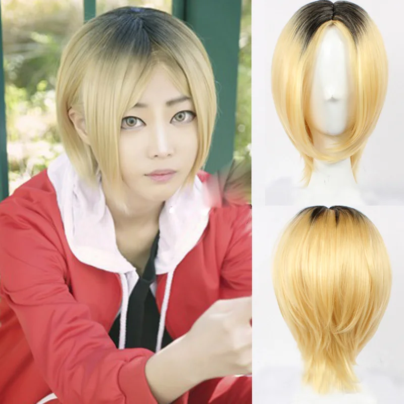 

Anime Haikyuu!! Kenma Kozume Cosplay Wig short yellow Costume Play Wigs Halloween Costumes Hair Haikiyu Carnival Party Wigs