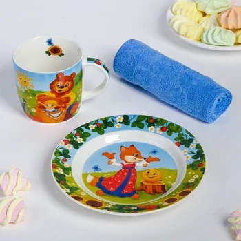 

Set of children's dishes "Sun": mug 250 ml, plate Ø 17 cm, towel 15 × 15 cm