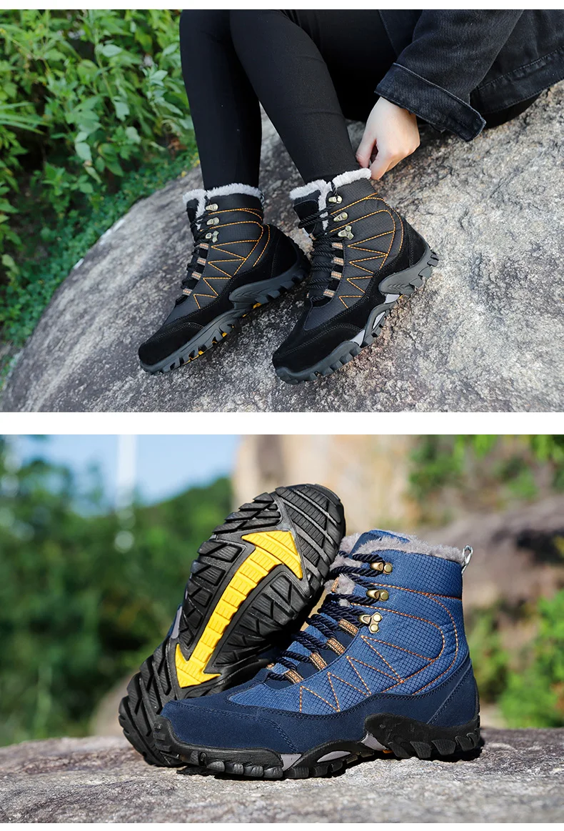 Пара зимних треккинговых ботинок, треккинговые ботинки для мужчин и женщин, уличные водонепроницаемые ботинки для альпинизма и охоты, Нескользящие износостойкие тактические ботинки