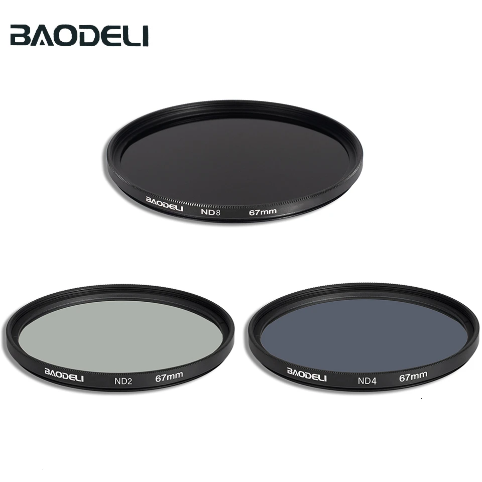 Фильтр BAODELI Nd 2 4 8 49 52 55 58 67 72 77 82 мм для объектива камеры Canon M50 600d 2000d Nikon D3200 D3500 D5100 D5600