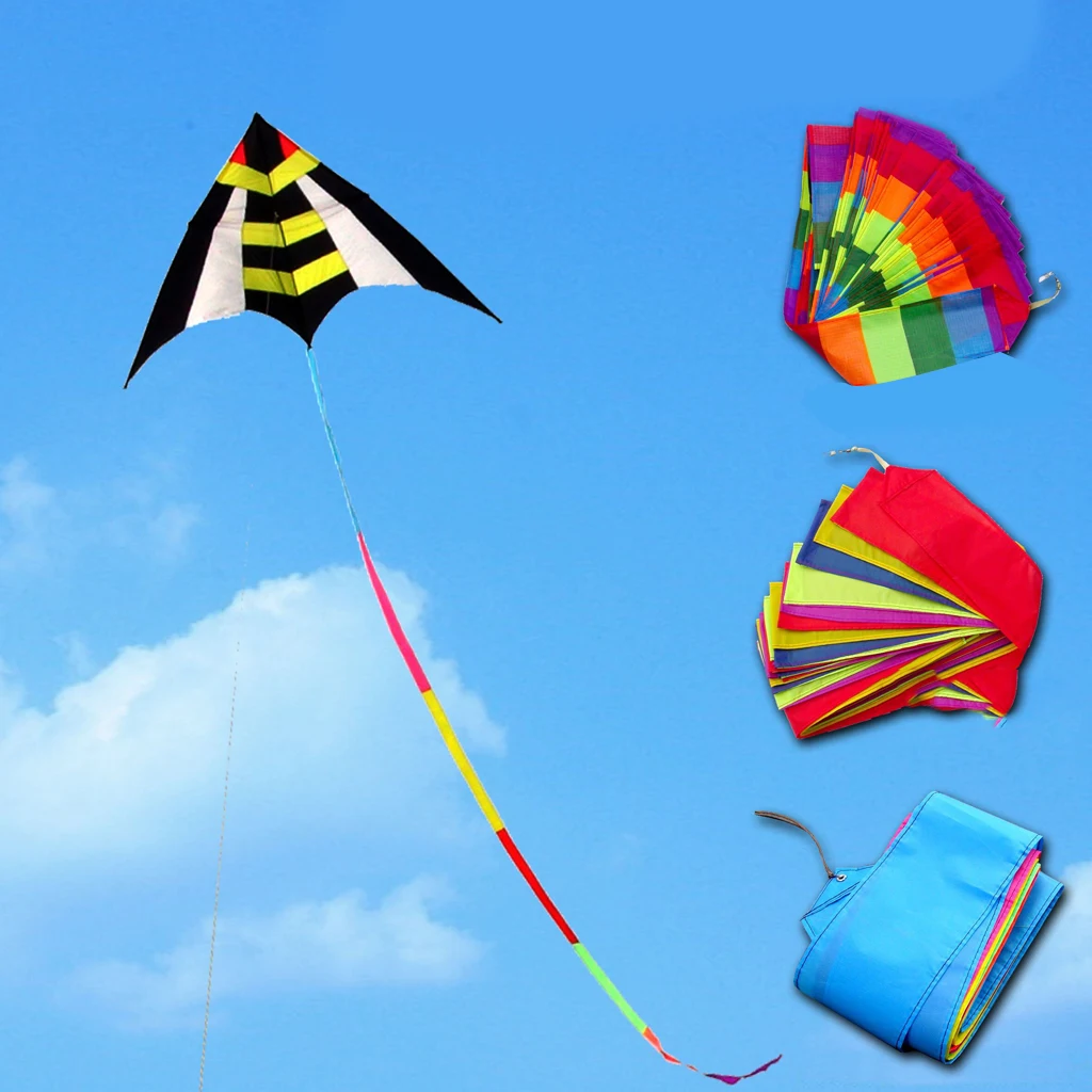 3Pcs 10m+15m Nylon Kite Tail Single Line Delta Kite Accessories Outdoor Toys