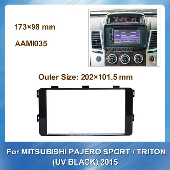 

2DIN Car Stereo DVD Radio Fascia for Mitsubishi Pajero Sport Triton UV Black 2015 Audio Player Panel Adapter Frame Dash Mount