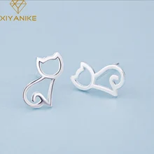 XIYANIKE 925 серебро Новые Креативные полые кошачьи серьги гвоздики для женщин модные маленькие серьги гипоаллергенно ювелирные изделия