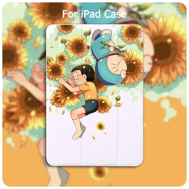

For iPad Pro 11 Case 2020 Case Doraemon For iPad Air 2 Tablet Case Lovely Auto Sleep Wake For iPad Mini 5 PU Protect Skin Cases