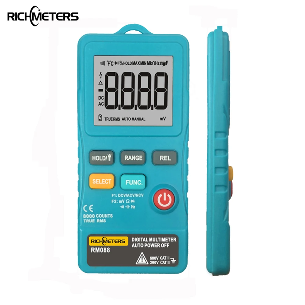 RICHMETERS RM088 мини цифровой мультиметр 8000 отсчетов частота линии True RMS флэш