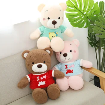 

60cm Fluffy Lovely T-shit Teddy Bear Plush Toy Soft Cartoon Animal Three Colors Bear Stuffed Doll Lovers Valentine's Day Present