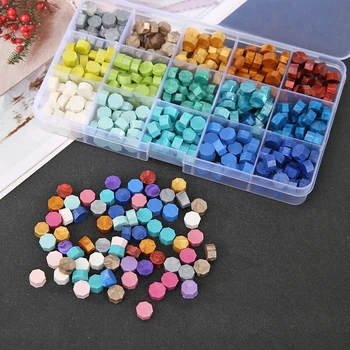 

Octagonal Sealing Wax Tablet with Box Vintage DIY Envelope Seal Stamp 400pc Wax Bead Vintage Craft Decor Card Making Tool 15grid