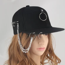 Папа шляпа креативная булавка-брошь металлическое кольцо бейсбольная кепка панк кепки в стиле хип-хоп хлопок взрослые регулируемые твердые черные цепи унисекс шляпы